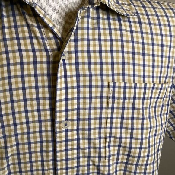 Mens Patagonia Button Up Short Sleeved Top white/tan/blue medium - Picture 2 of 4